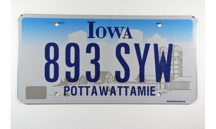 Iowa license plate Pottawattamie county