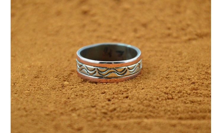 Bague Navajo cuivre et argent taille 69