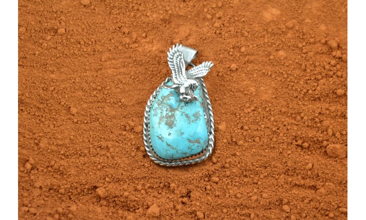Eagle and turquoise pendant