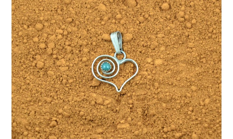 Heart and Turquoise Navajo Pendant
