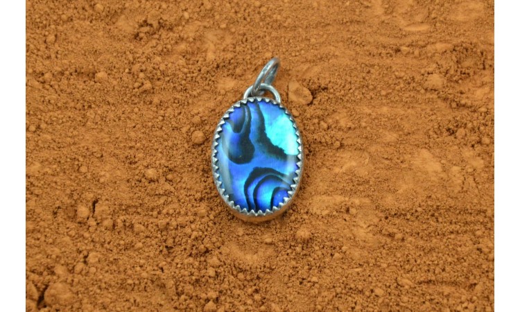 Blue paua shell pendant