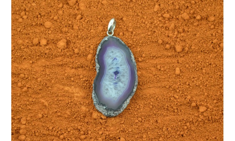 Purple geode agate pendant