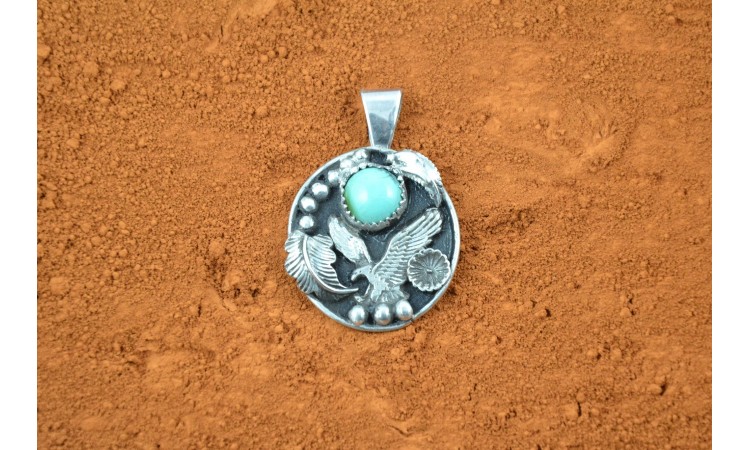 Eagle and turquoise pendant