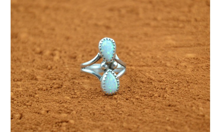 White opal native american ring