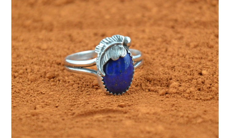 Bague lapis lazuli et plume