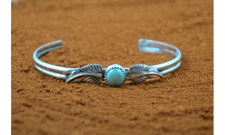 Bracelet turquoise et plumes