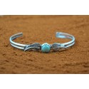 Bracelet amérindien turquoise et plumes