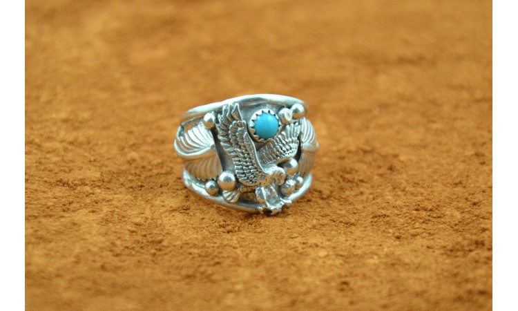 Bague aigle et turquoise taille 62