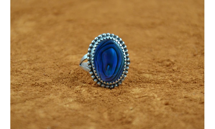 Bague abalone bleue