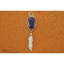 Feather & purple abalone pendant