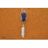 Pendentif plume et paua shell pourpre