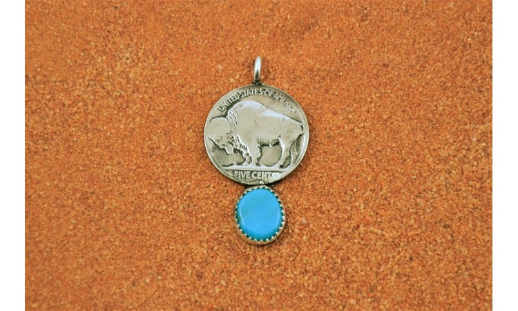 Pendentif bison turquoise kingman