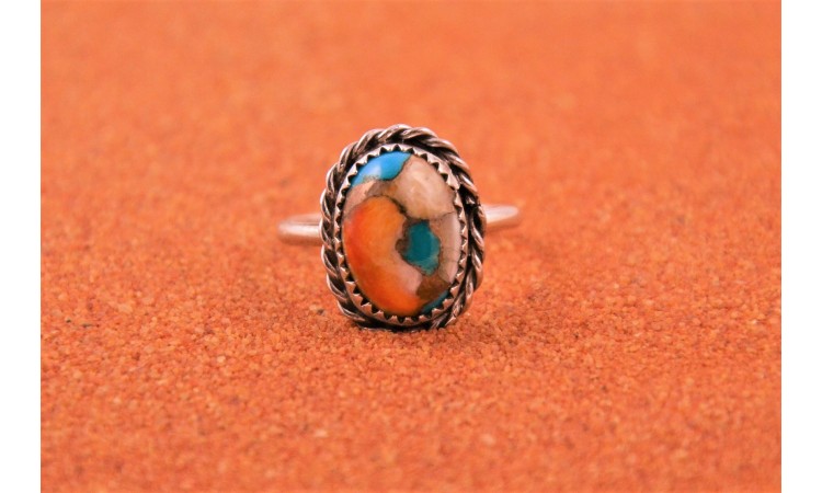 Oyster copper turquoise ring