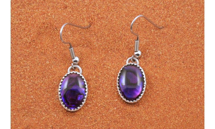 Purple paua shell earrings