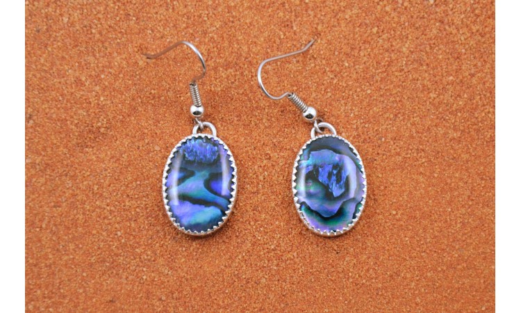 Boucles d'oreilles abalone bleue