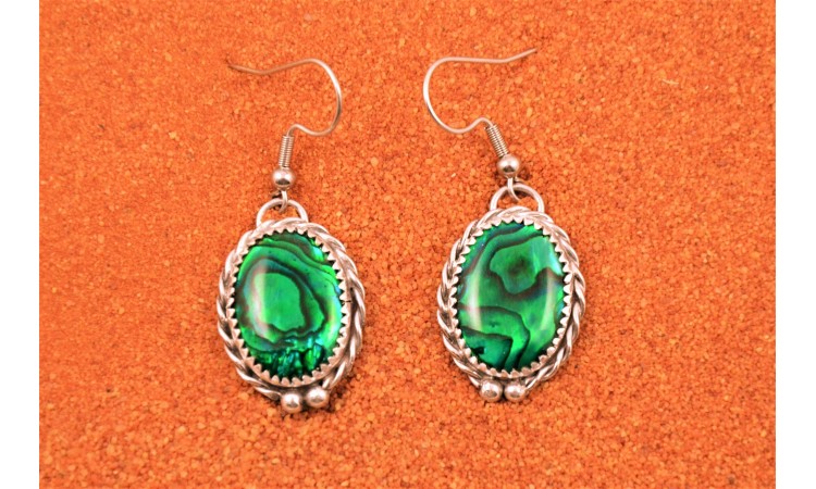 Green paua shell earrings