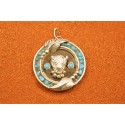 Turquoise and buffalo pendant