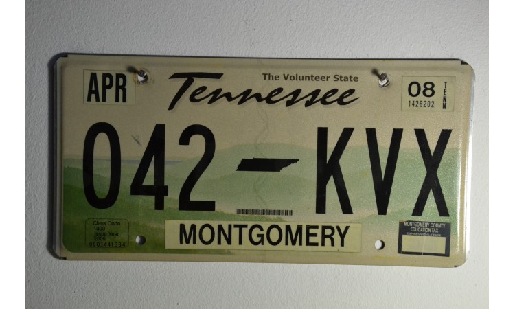 Tennessee license plate year 2008