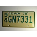 Iowa license plate year 1978