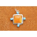 Pendentif spiny oyster et turquoises