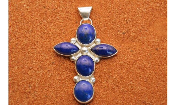 Pendentif croix lapis lazuli