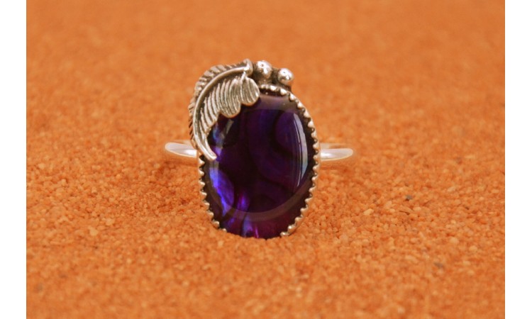 Purple paua shell ring