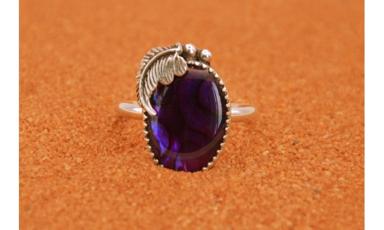 Bague paua shell pourpre