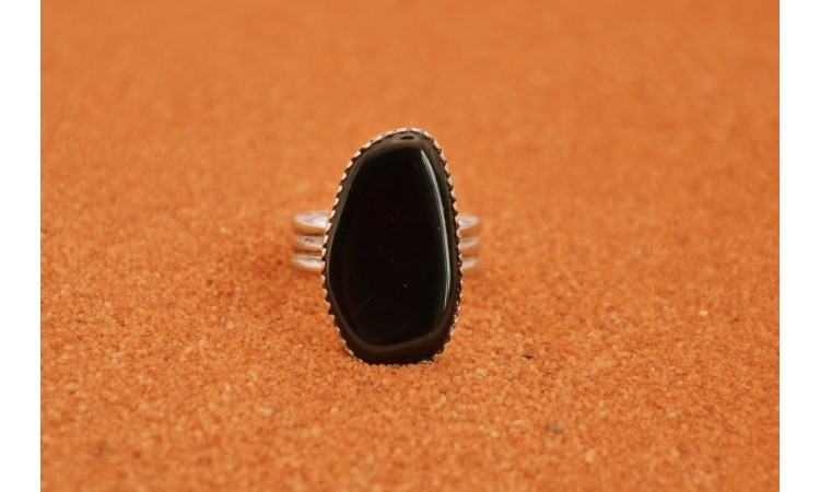 Bague obsidienne taille 53