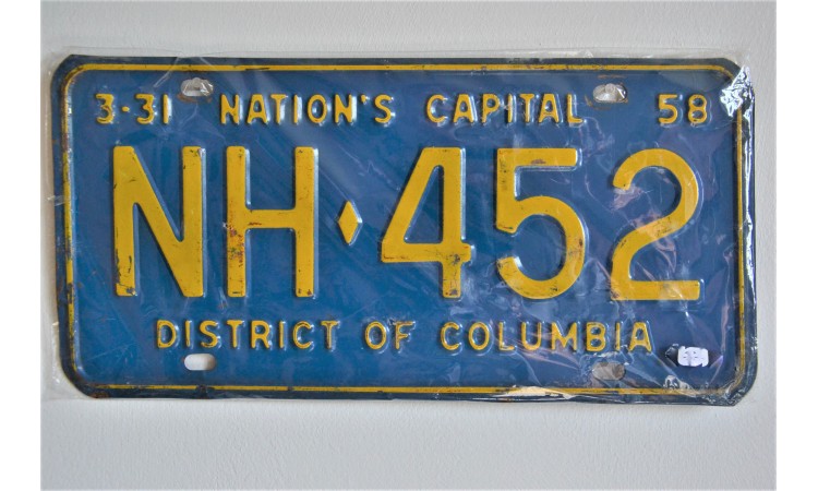Collection Washington DC license plate year 1958
