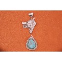 Wolf and turquoise pendant