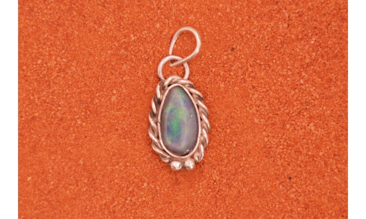 Half black lightning ridge opal pendant