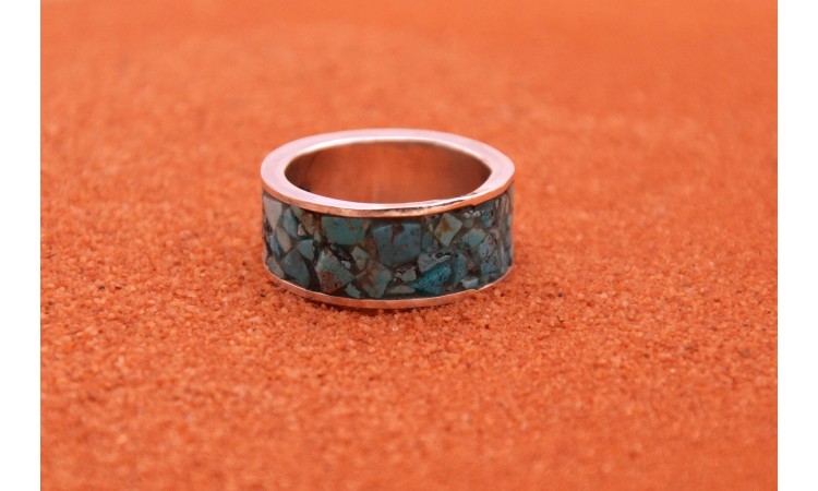Bague inlay turquoise taille 66