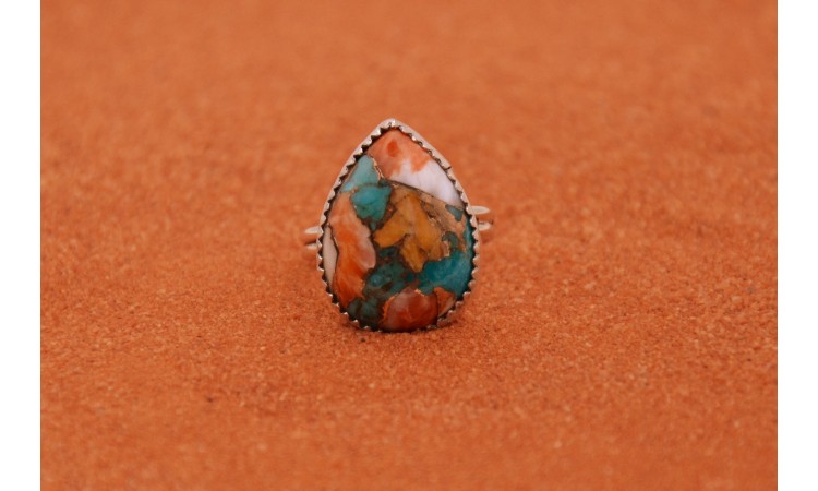 Oyster copper turquoise ring