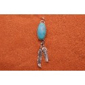 Turquoise and feather pendant