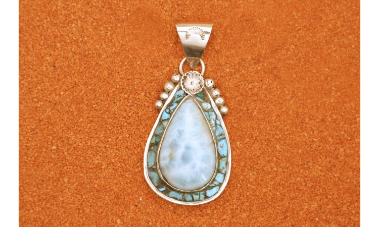 Larimar and turquoise pendant