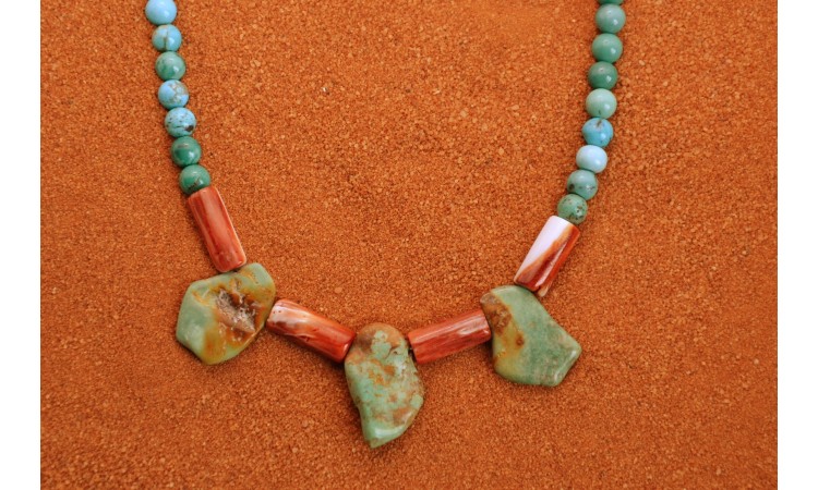 Turquoise and Spiny Oyster Necklace