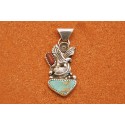 Eagle turquoise and coral pendant