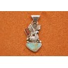 Eagle turquoise and coral pendant
