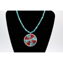 Collier soleil turquoise et corail