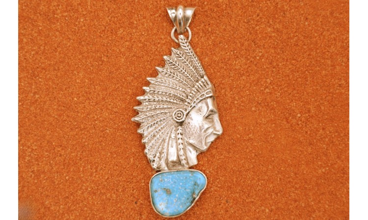 Turquoise and Indian head Pendant