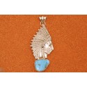 Turquoise and Indian head Pendant