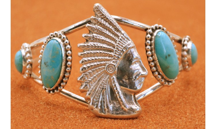 Indian head and turquoise Bracelet