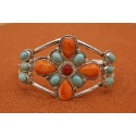 Turquoise spiny oyster and coral Bracelet