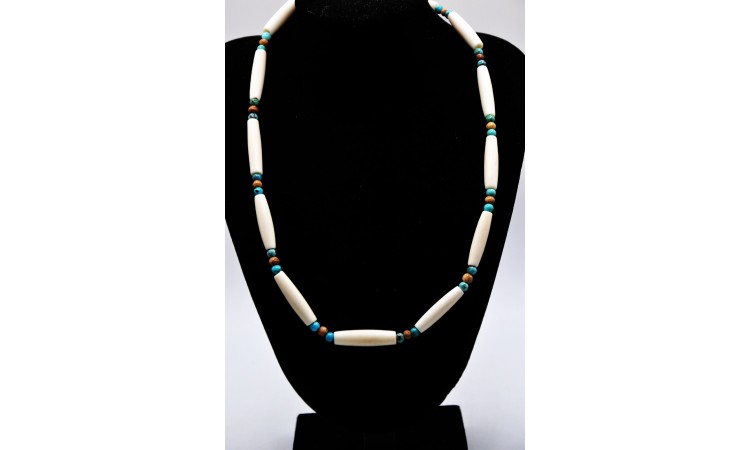 Kingman turquoise and bones Necklace