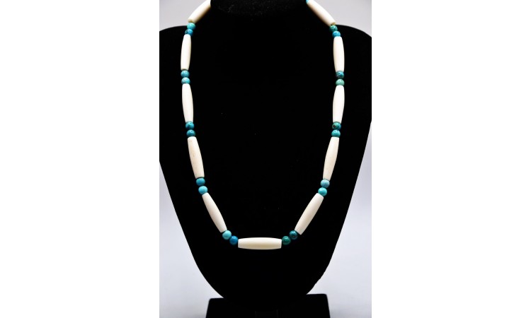 Collier os et turquoises Kingman