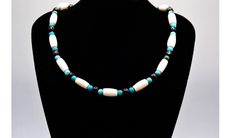 Kingman turquoise and bones Necklace