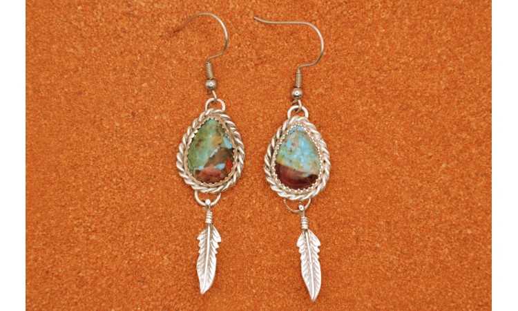 Boucles d'oreilles turquoise purple oyster