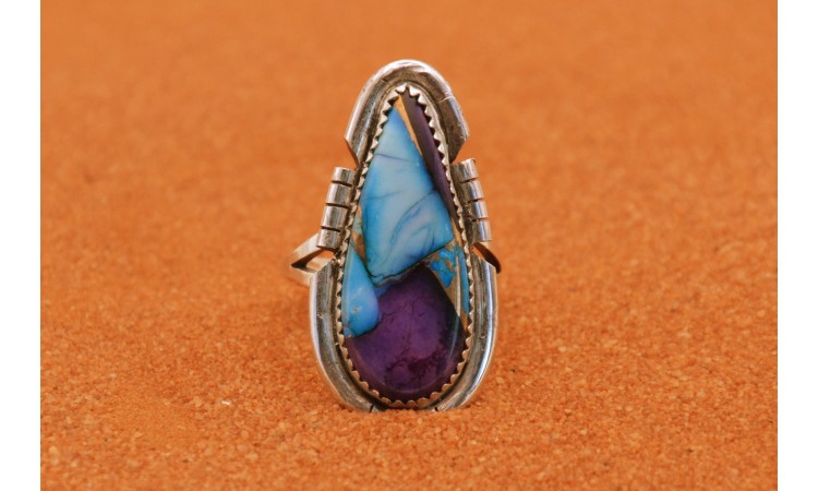 Bague turquoise purple spiny