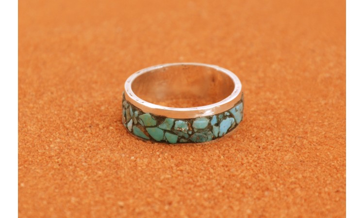 Bague turquoise inlay