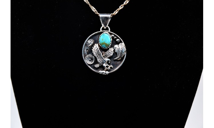 Pendentif aigle et turquoise